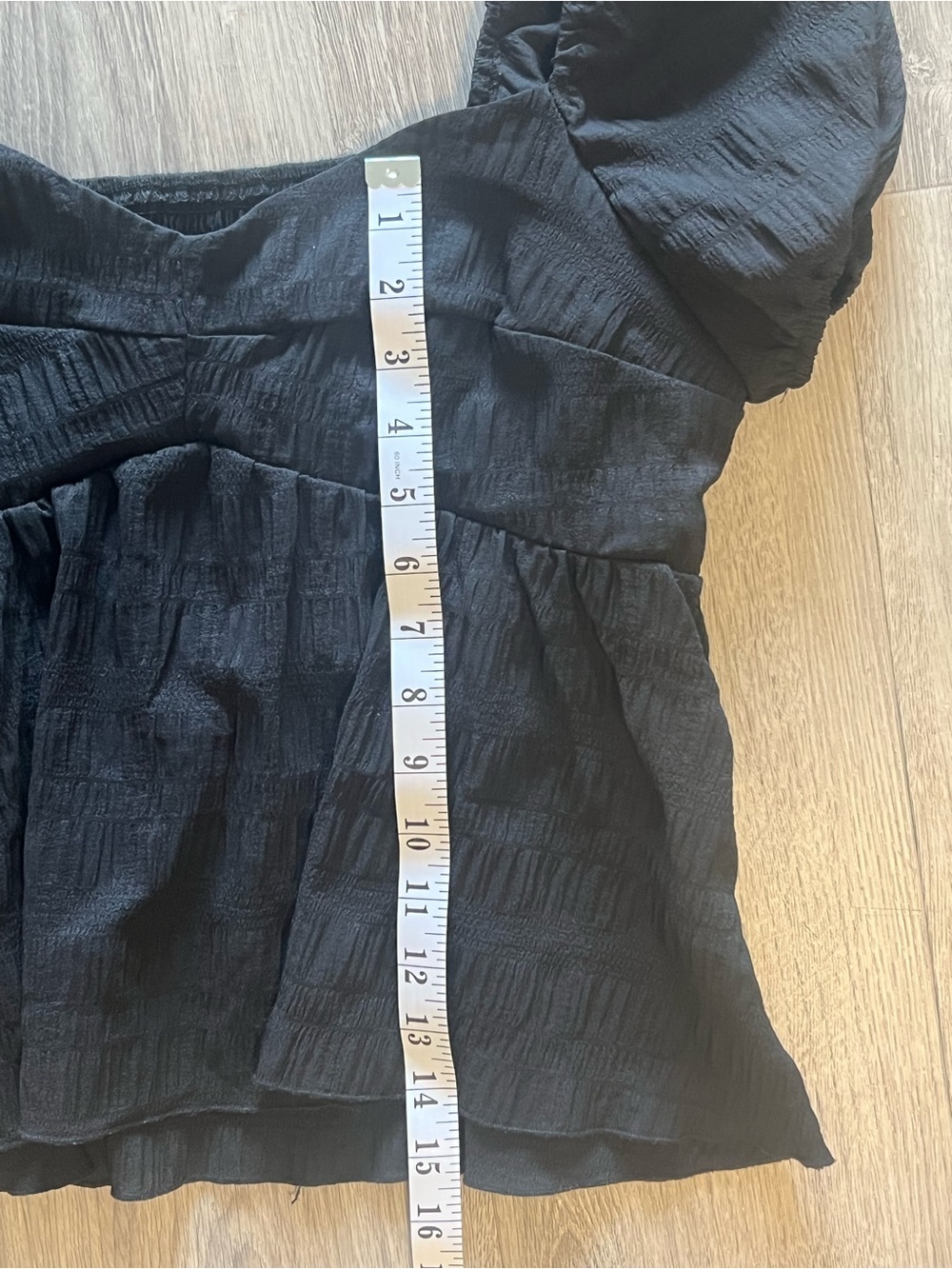 SHEIN Black Square Neck Puff Sleeve Babydoll Top - Picture 7 of 7